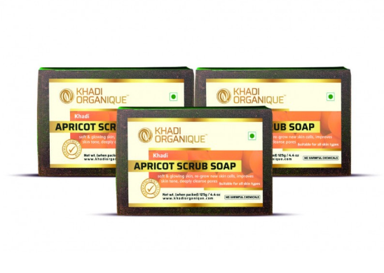 Khadi Organique Apricot Scrub Soap Pack Of 3 (375gm)