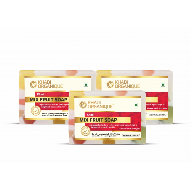 Khadi Organique Mix Fruit Soap Pack Of 3 (375gm)