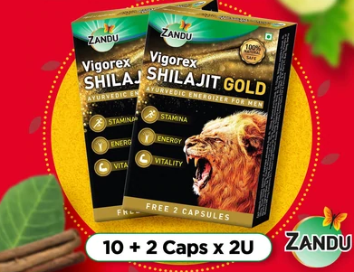 Zandu Vigorex Shilajit Gold Pack of 2 (10+2 Caps)