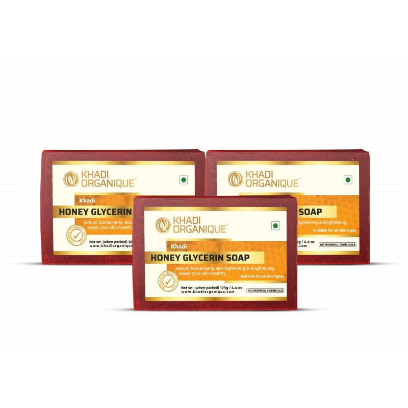 Khadi Organique Honey Glycerin Soap Pack Of 3 (375gm)