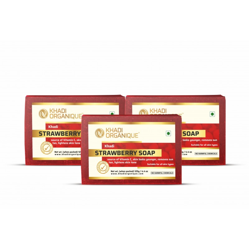 Khadi Organique Strawberry Soap Pack Of 3 (375gm)