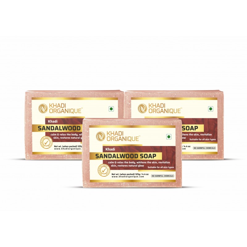 Khadi Organique Sandalwood Soap Pack Of 3 (375gm)