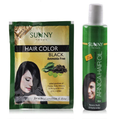 Bakson Sunny Arnica Hair Oil With Hair Color Black (150ml+20g)