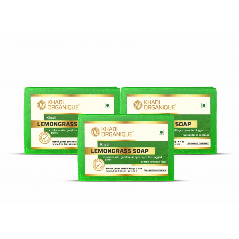 Khadi Organique Lemongrass Soap Pack Of 3 (375gm)