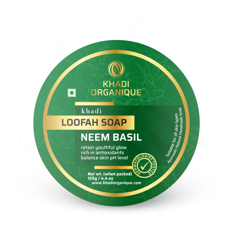 Khadi Organique Neem Basil Loofah Soap (125gm)