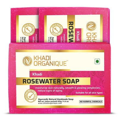 Khadi Organique Rosewater Soap Pack Of 3 (375gm)