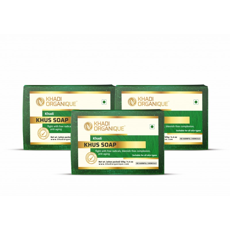 Khadi Organique Khus Soap Pack Of 3 (375gm)