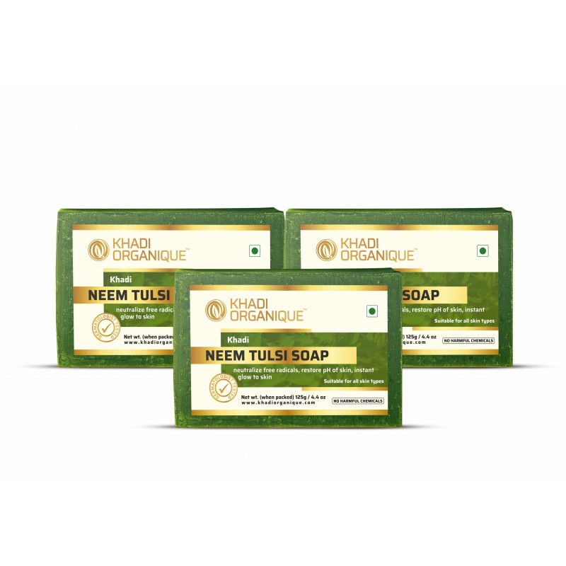 Khadi Organique Neem Tulsi Soap Pack Of 3 (375gm)