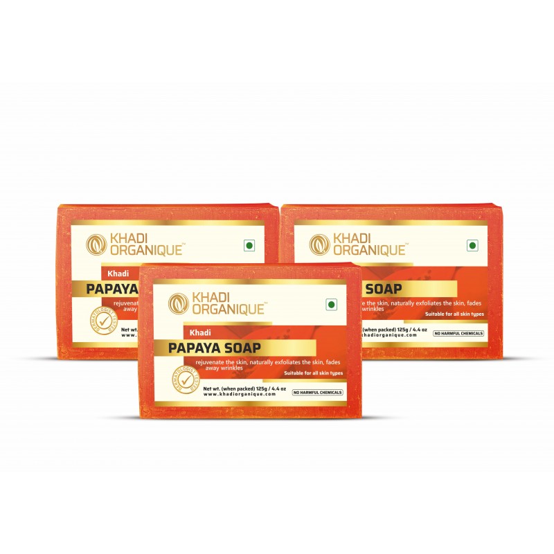 Khadi Organique Papaya Soap Pack Of 3 (375gm)