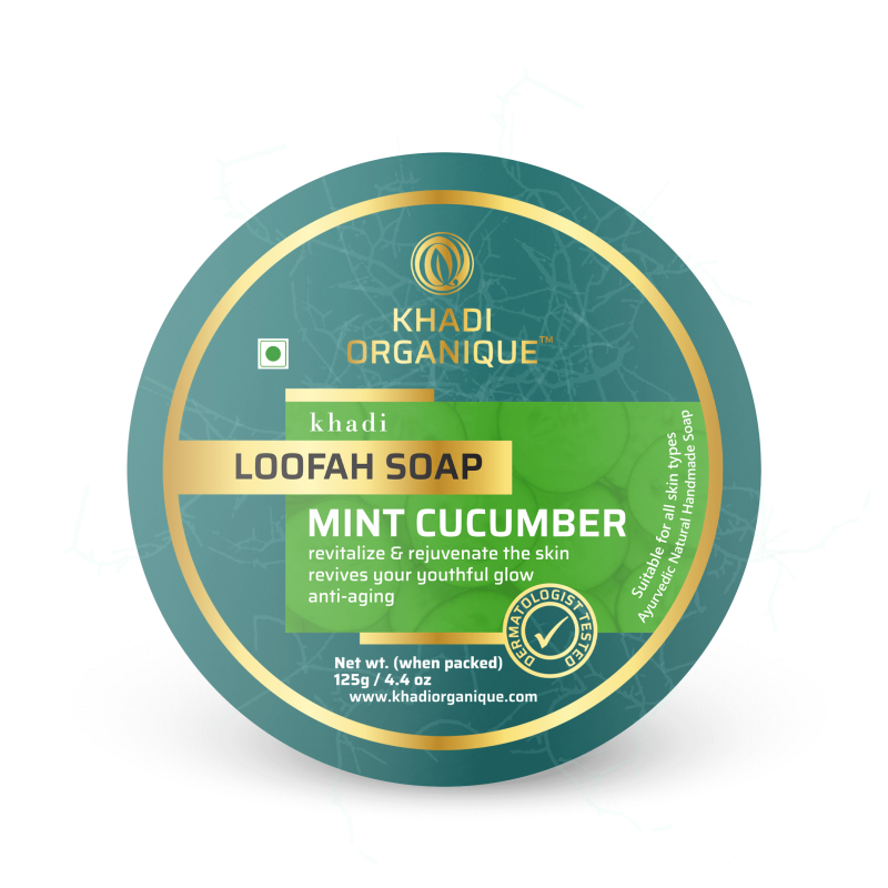 Khadi Organique Mint Cucumber Loofah Soap (125gm)