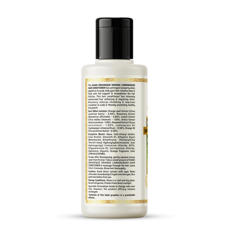 Khadi Organique Orange & Lemongrass Hair Conditioner (SLS & PARABEN FREE) (210ml)