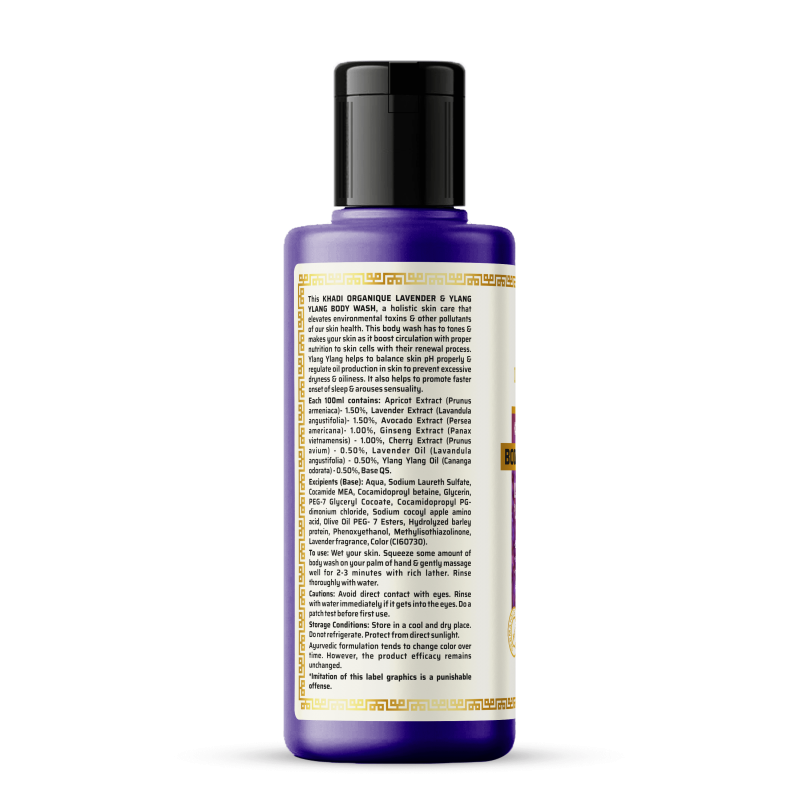 Khadi Organique Lavender & Ylang Ylang Body Wash (SLS & PARABEN FREE) (210ml)