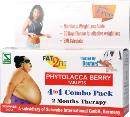 Dr. Willmar Schwabe Phytolacca Berry Tablets 4 in 1 Combo Pack with free diet guide (80gm)