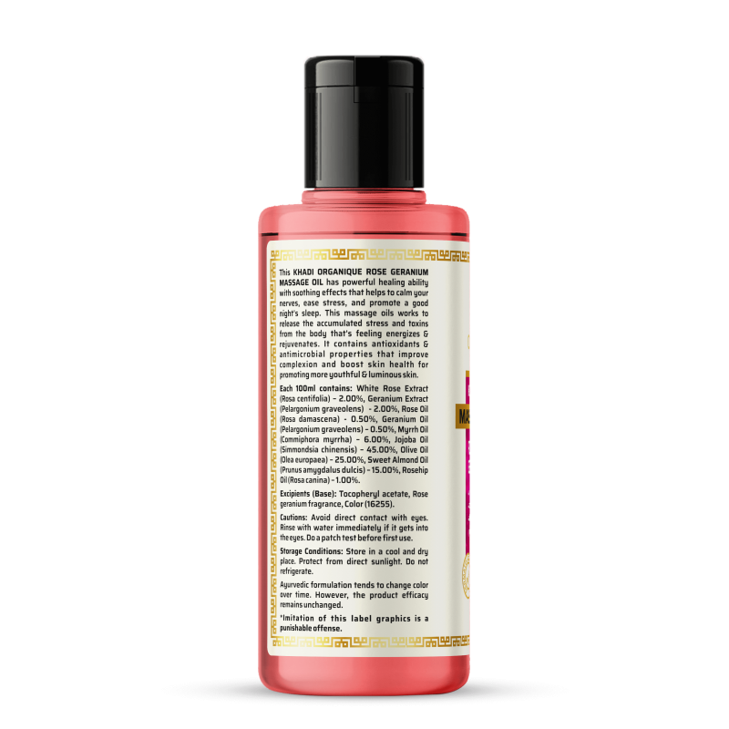Khadi Organique Rose Geranium Massage Oil (210ml)