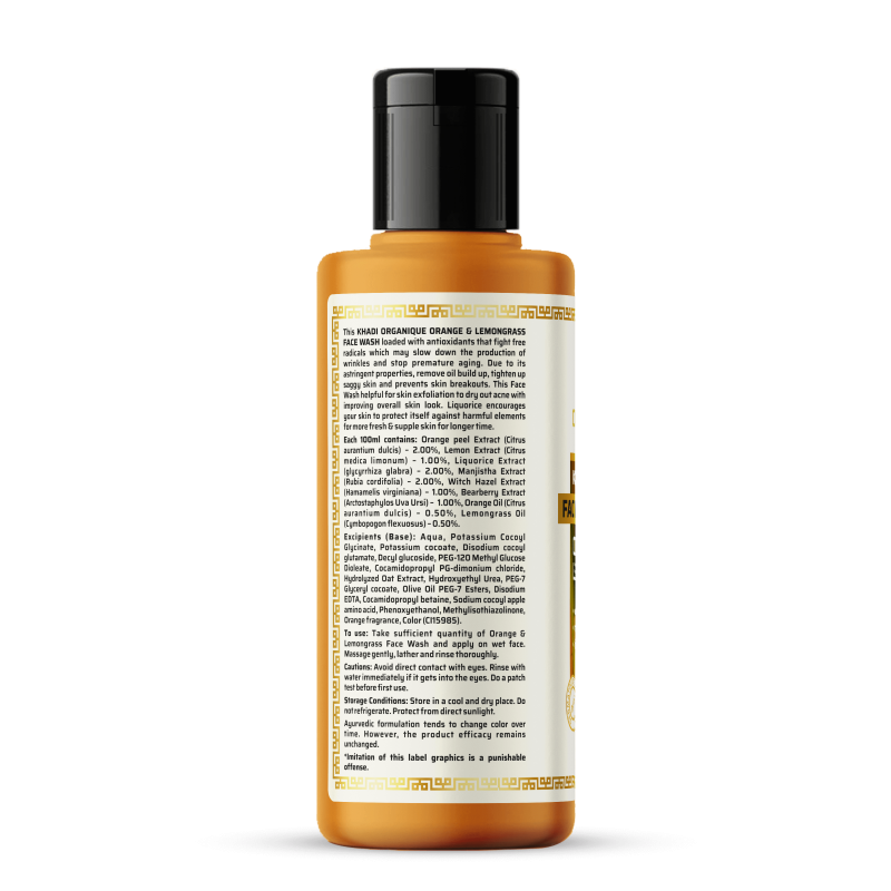 Khadi Organique Orange & Lemongrass Face Wash (210ml)