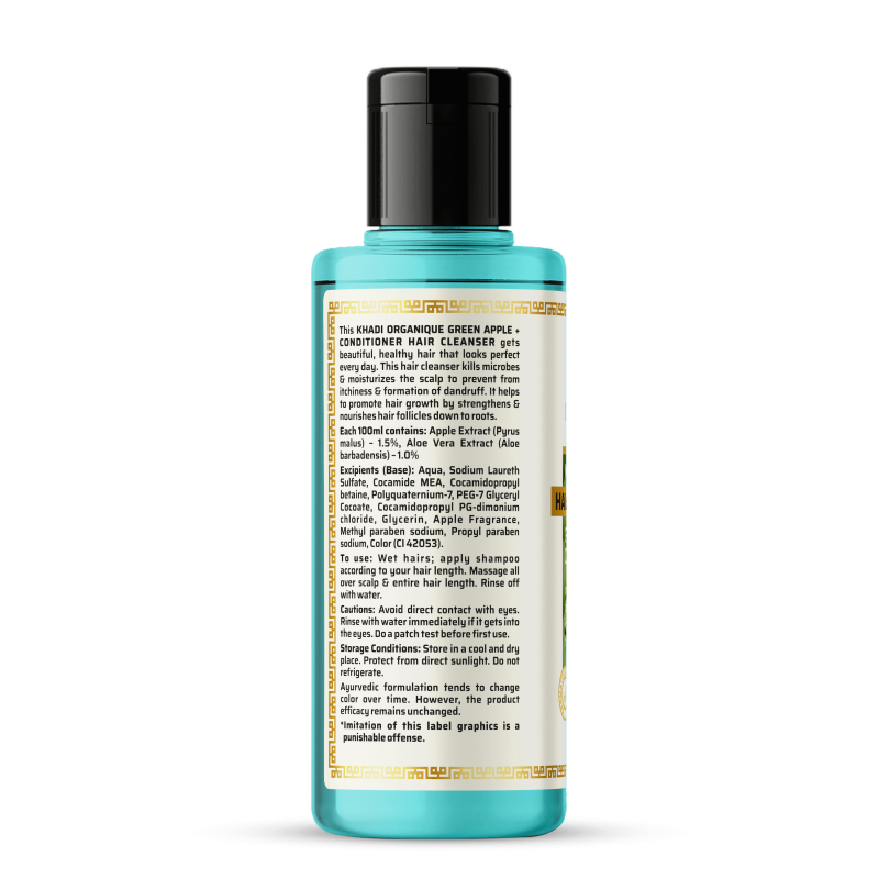 Khadi Organique Green Apple+Conditioner Hair Cleanser (210ml)