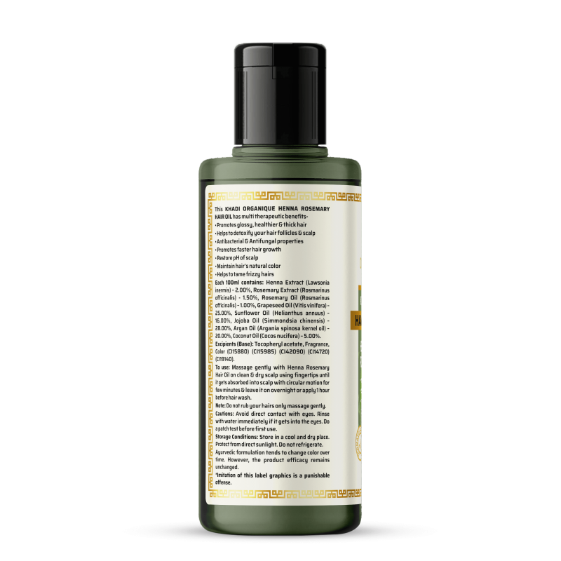 Khadi Organique Henna Rosemary Hair Oil (210ml)
