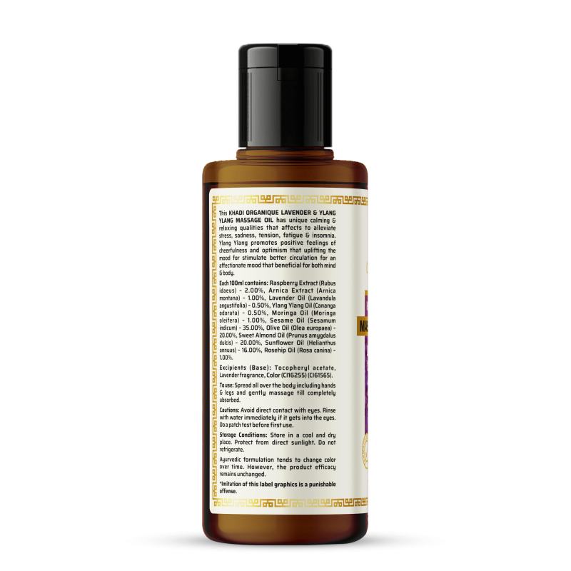 Khadi Organique Lavender & Ylang Ylang Masaage Oil (210ml)