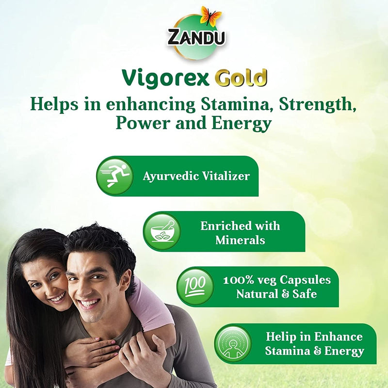 Zandu Vigorex Gold Buy 1 Get 1 (20 Caps)