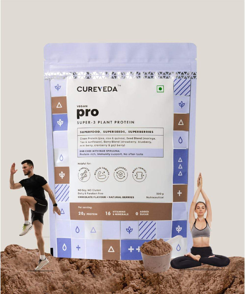Cureveda Pro Chocolate Berry Plant Protein Powder (500 gm)