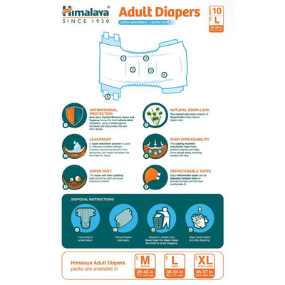 Himalaya Adult Diapers (Large - 10s - 38-54in)