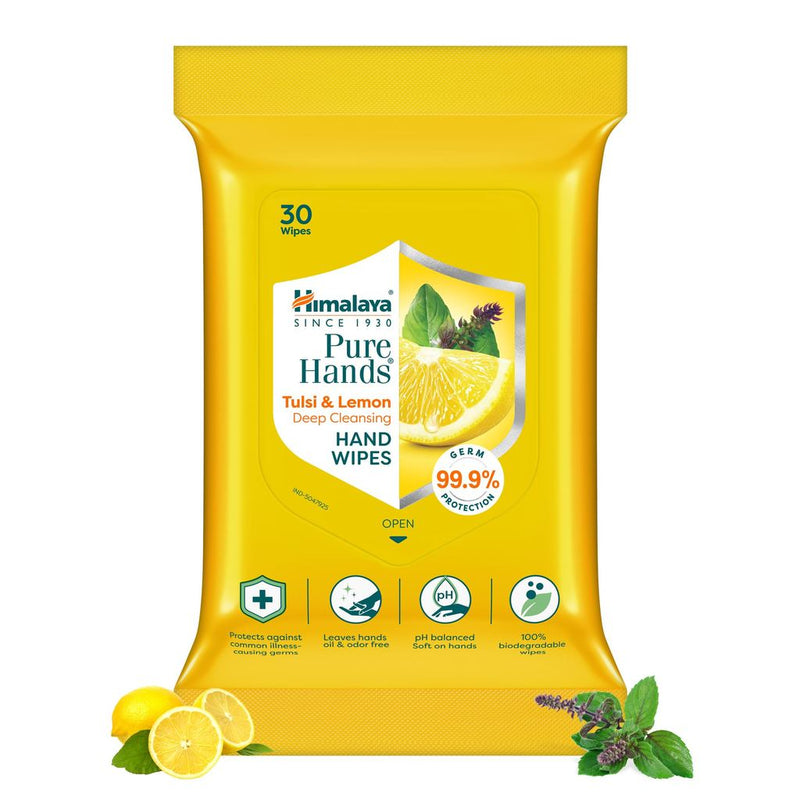 Himalaya Pure Hands Tulsi & Lemon Deep Cleansing Hand Wipes (30&
