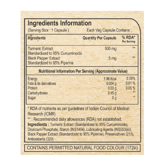 Pure Nutrition Curcumin With Black Pepper (60 Capsules)