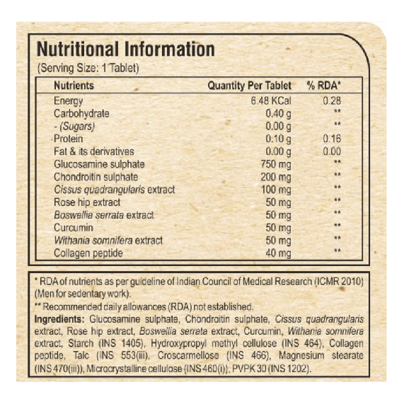 Pure Nutrition Glucosamine Chondroitin Complex (60 Veg Tablet)