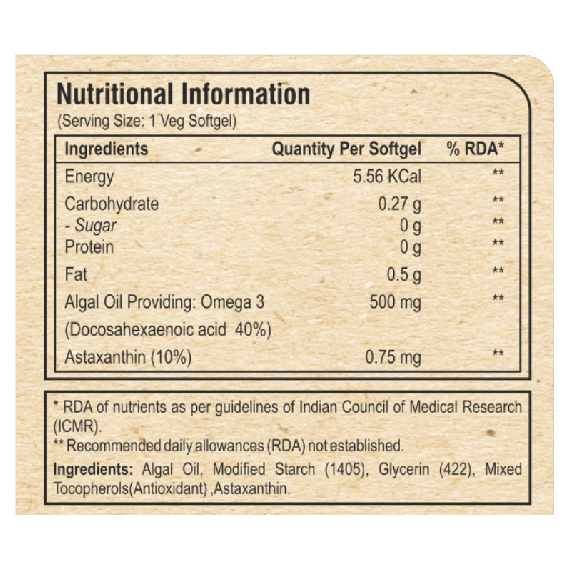 Pure Nutrition Veg Omega with Astaxanthin (30 Veg Softgels)