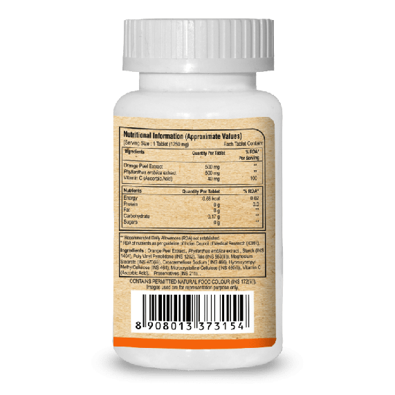 Pure Nutrition Vitamin C With Natural Amla & Orange Peel Extract (60 VEG Tablet)