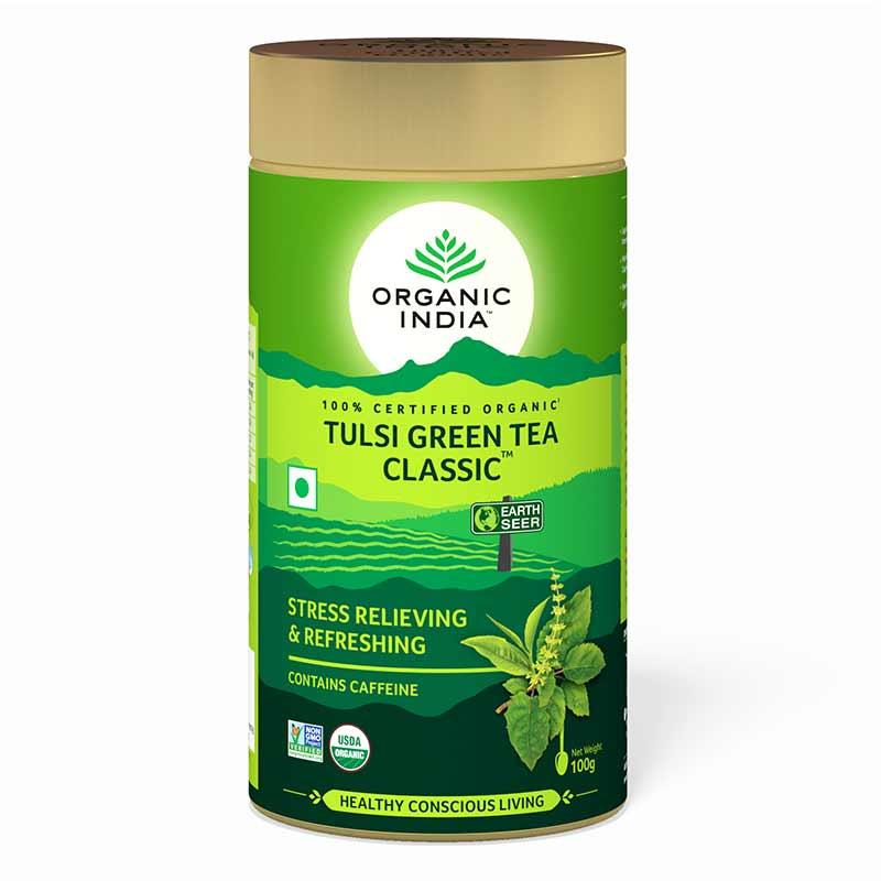 Organic India Tulsi Green Tea Classic (100 g Tin)