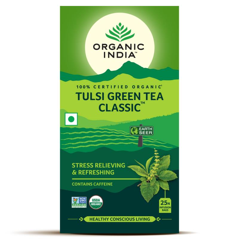 Organic India Tulsi Green Tea Classic (25 Tea Bags).